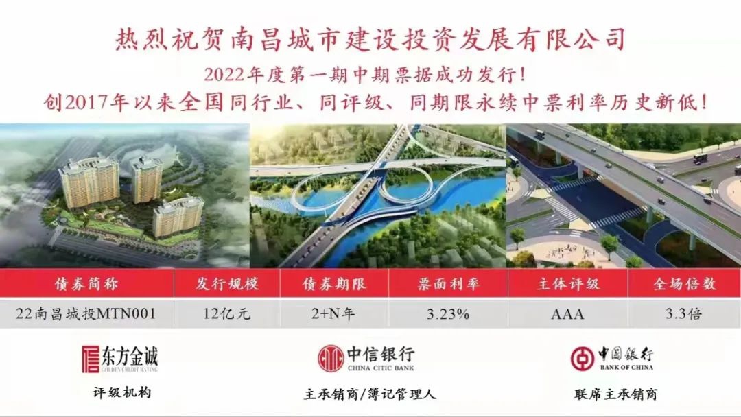 2022首戰(zhàn)告捷！南昌城投集團(tuán)成功發(fā)行12億元中期票據(jù)